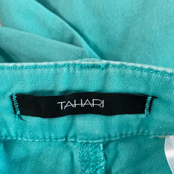 Tahari Ankle Pants Teal Mid Rise Stretch Pockets Size 8 - Picture 3 of 5